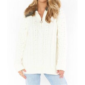 NWT SHOW ME YOUR MUMU sun valley pullover in cream faux fur